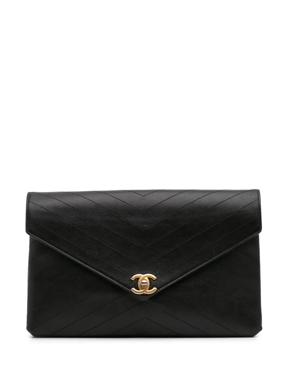 CHANEL Pre-Owned pochette Envelope à motif de chevrons CC (2018) | noir | Image 1