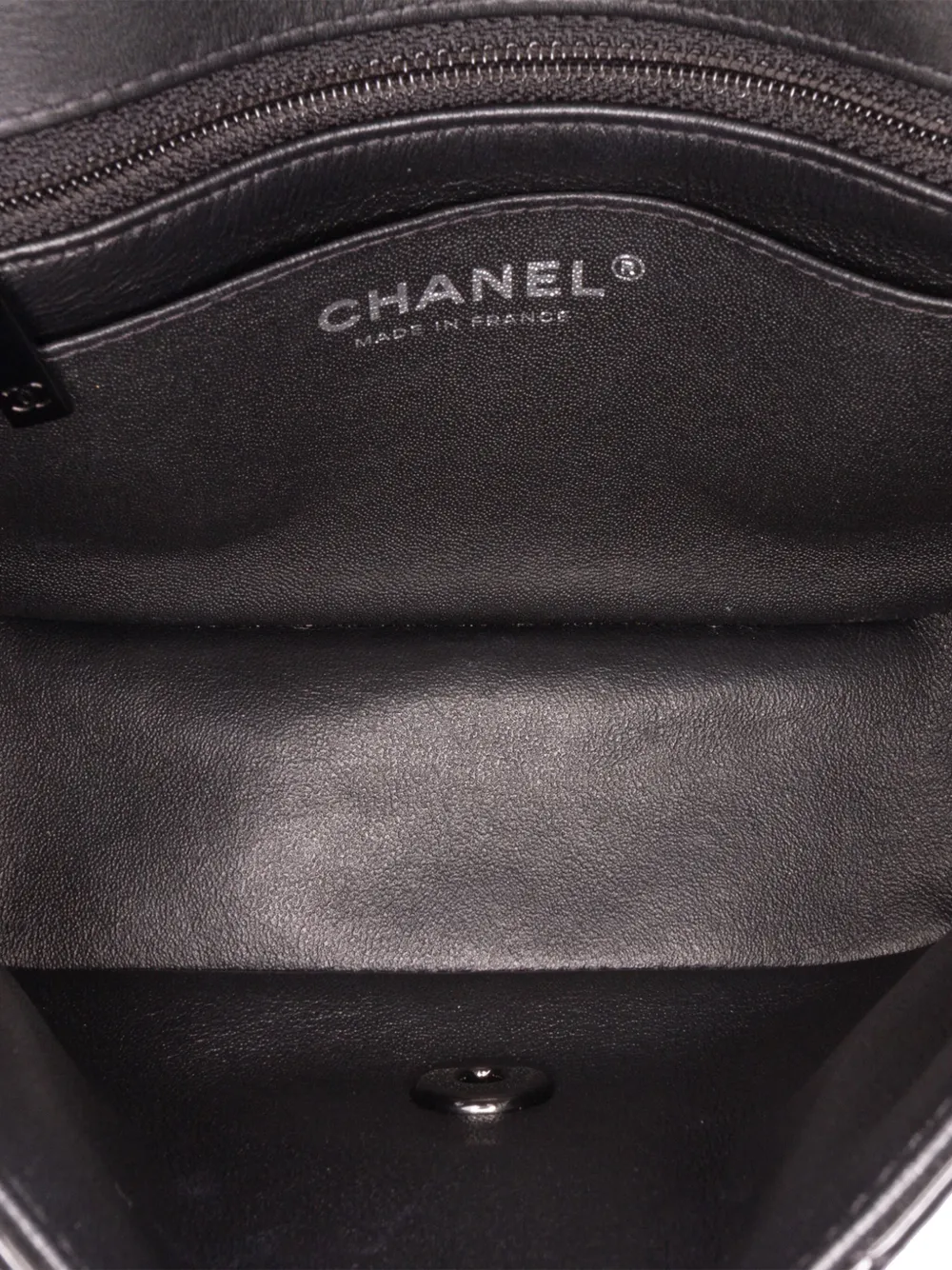 Pre-owned Chanel 2021-2024 Mini Square Classic Patent So Black Single Flap Crossbody Bag