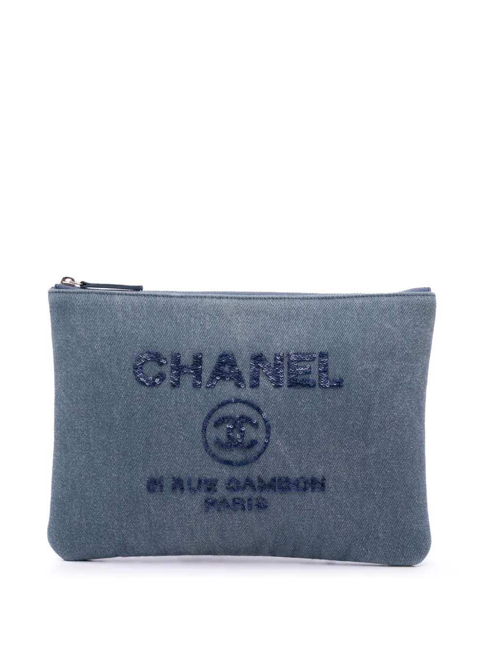 CHANEL Pre-Owned 2017-2018 Medium Denim Sequin Deauville O Case clutch bag | Blue | Image 1