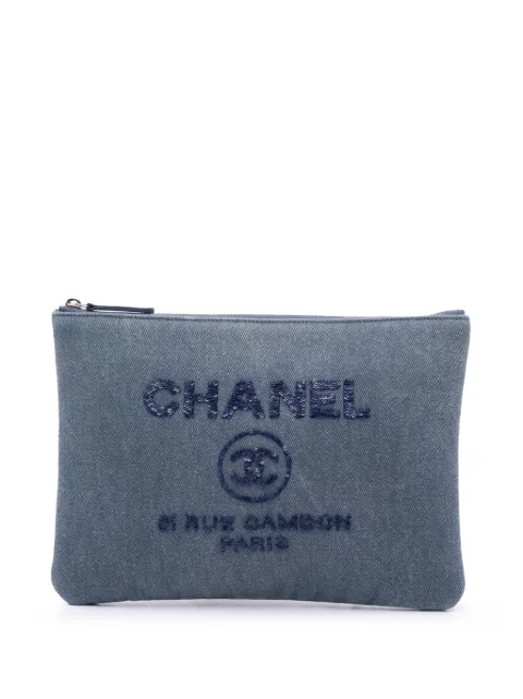 CHANEL Pre-Owned 2017-2018 Medium Denim Sequin Deauville O Case clutch bag