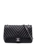 CHANEL Pre-Owned 2015-2016 Jumbo Classic Chevron Lambskin Double Stitch Single Flap shoulder bag - Black