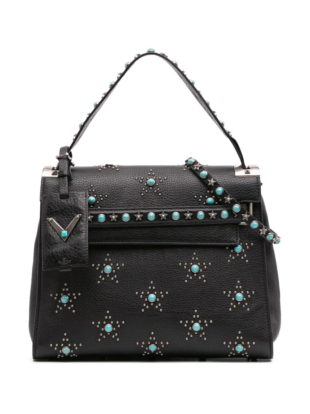 Pre-owned Valentino Garavani 2018-2024 Medium Leather My Rockstud Rolling Frame Bag Satchel