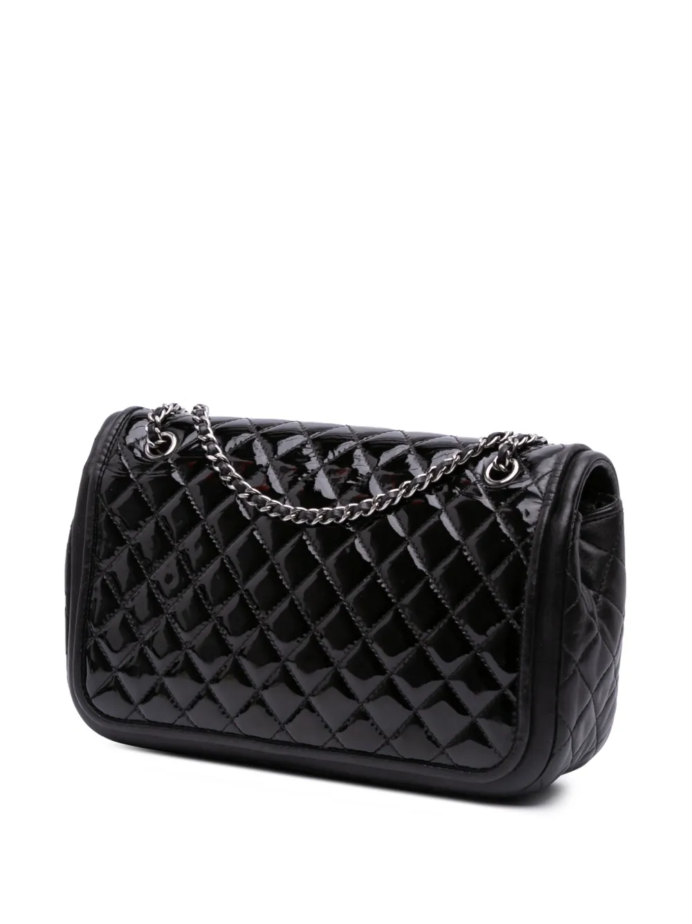 Pre-owned Chanel 2013-2014 Medium Quilted Patent And Lambskin Classic Twist Flap Shoulder Bag