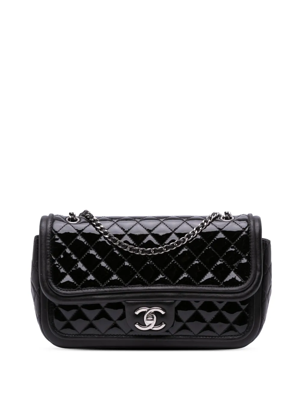 CHANEL Pre-Owned 2013-2014 Medium Quilted Patent and Lambskin Classic Twist Flap shoulder bag | Black | Image 1