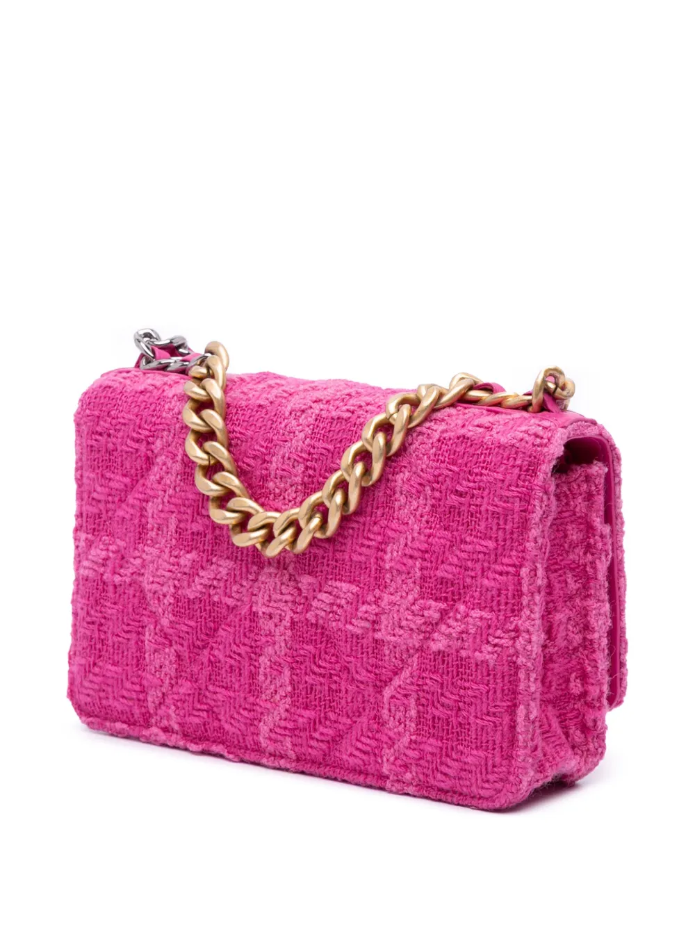 Pre-owned Chanel 2019 Tweed 19 Wallet On Chain Satchel