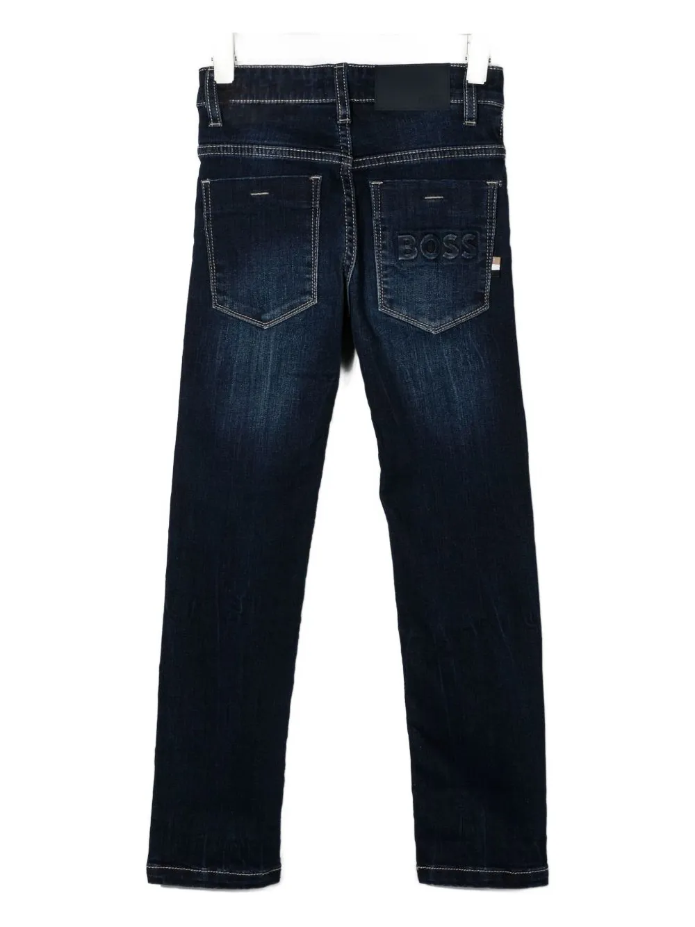 BOSS Kidswear embossed-logo jeans Blauw