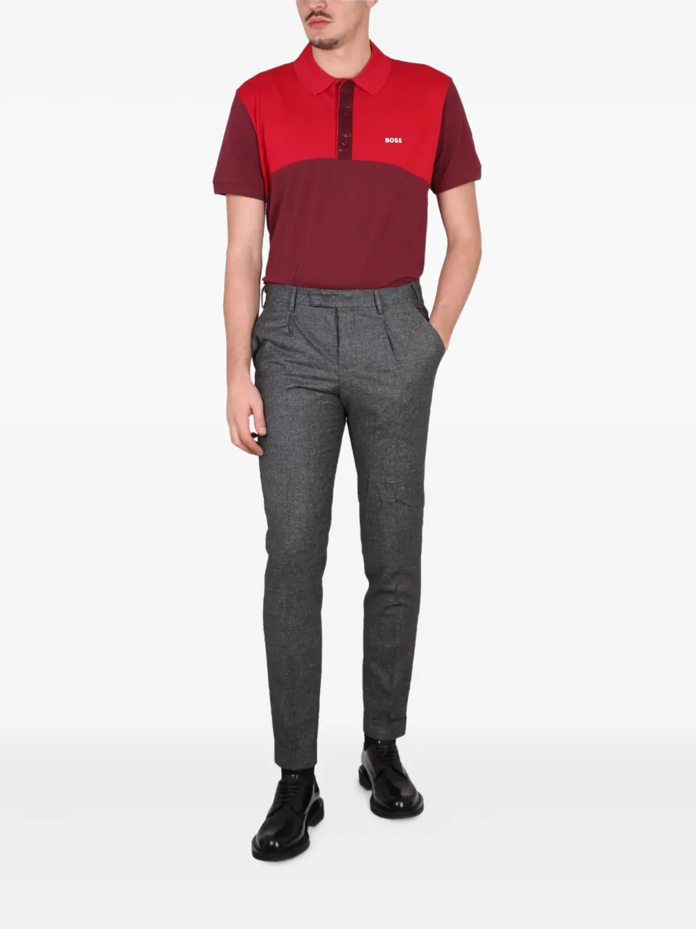 BOSS cotton polo shirt Rood