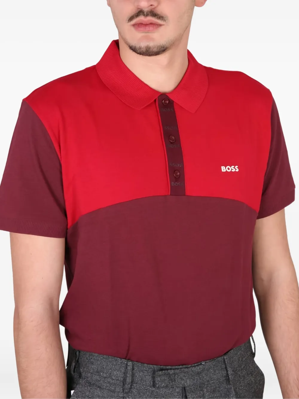 BOSS cotton polo shirt Rood