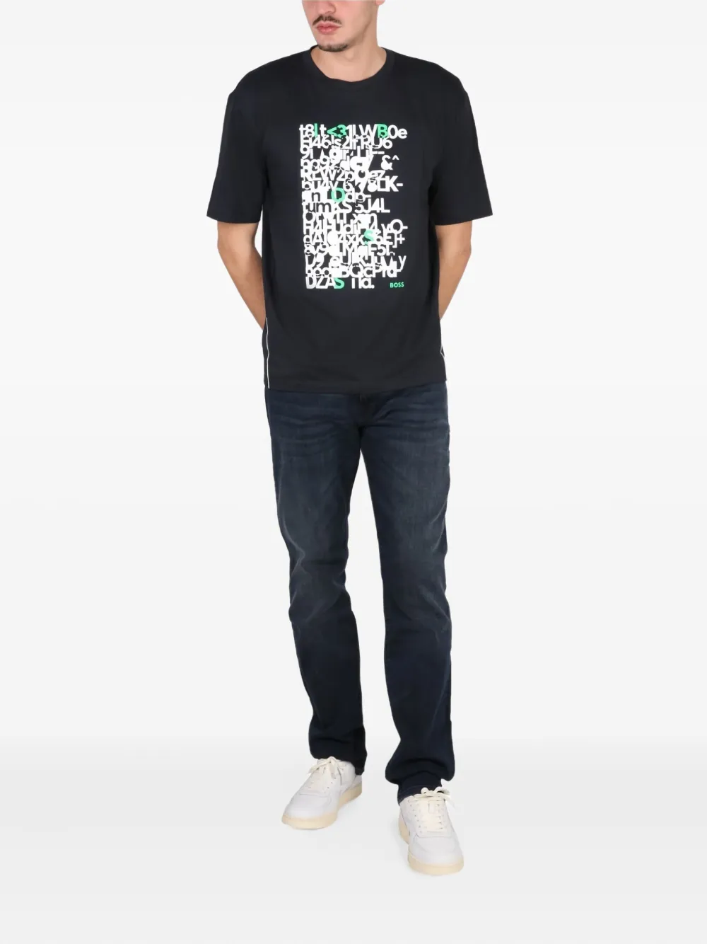 BOSS graphic-print T-shirt Zwart