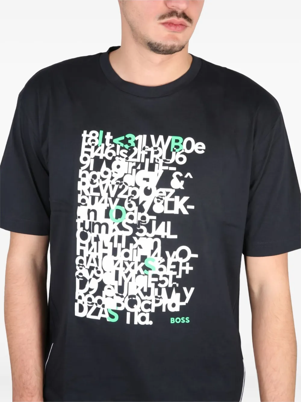 BOSS graphic-print T-shirt Zwart