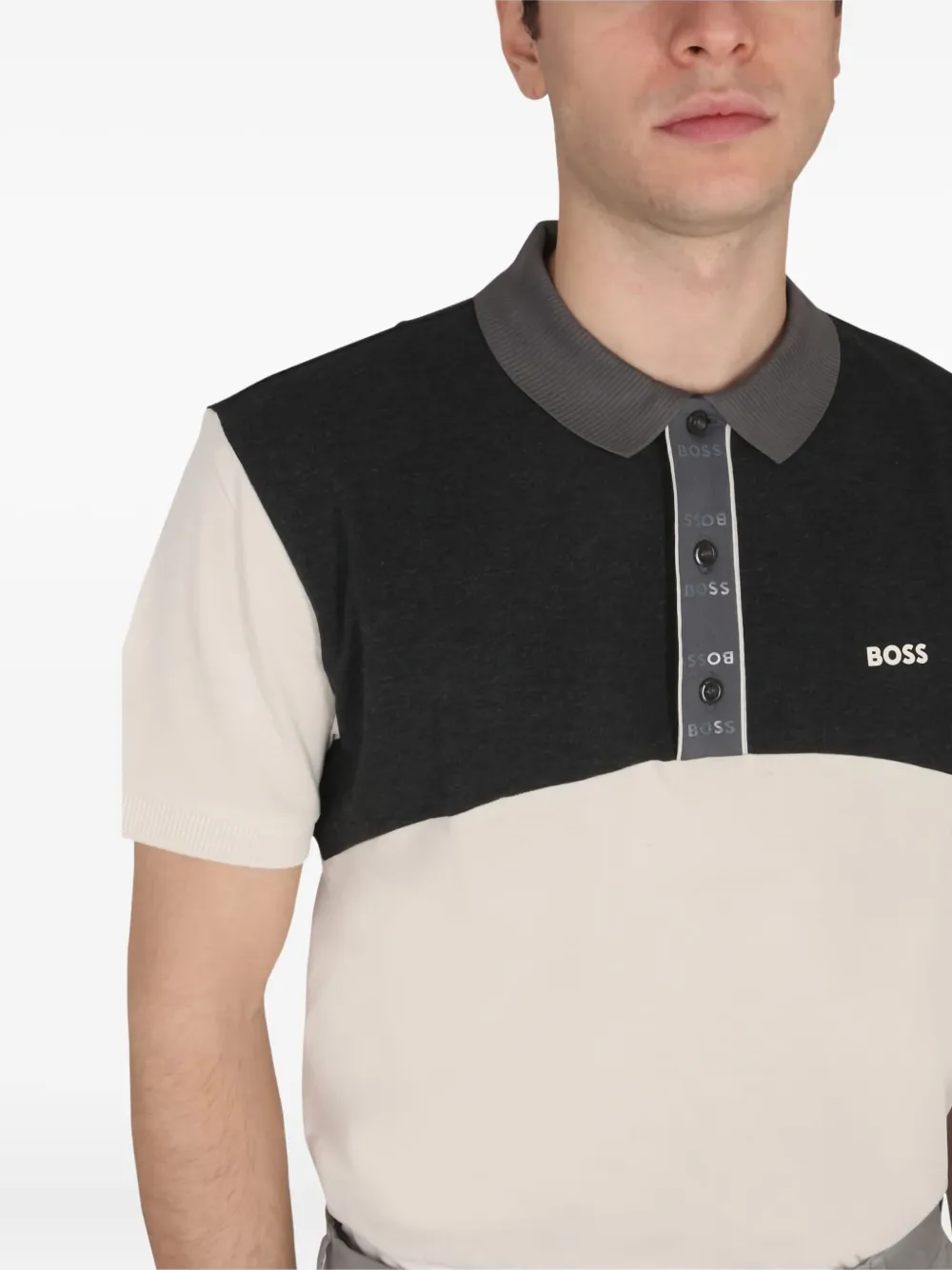 BOSS colour-block polo shirt Beige