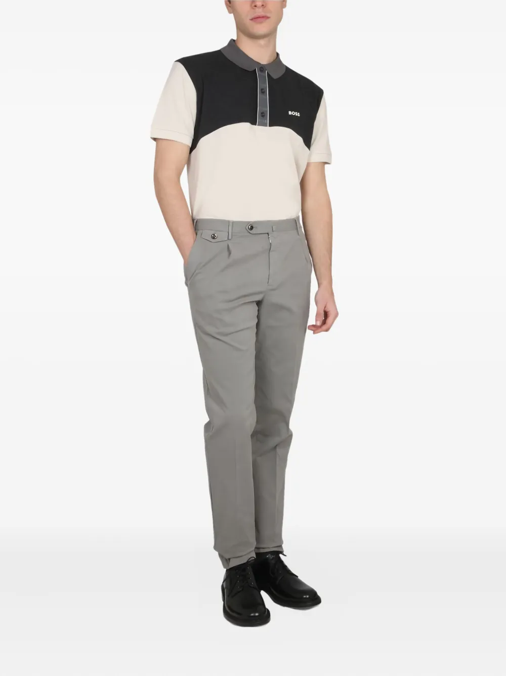 BOSS colour-block polo shirt Beige