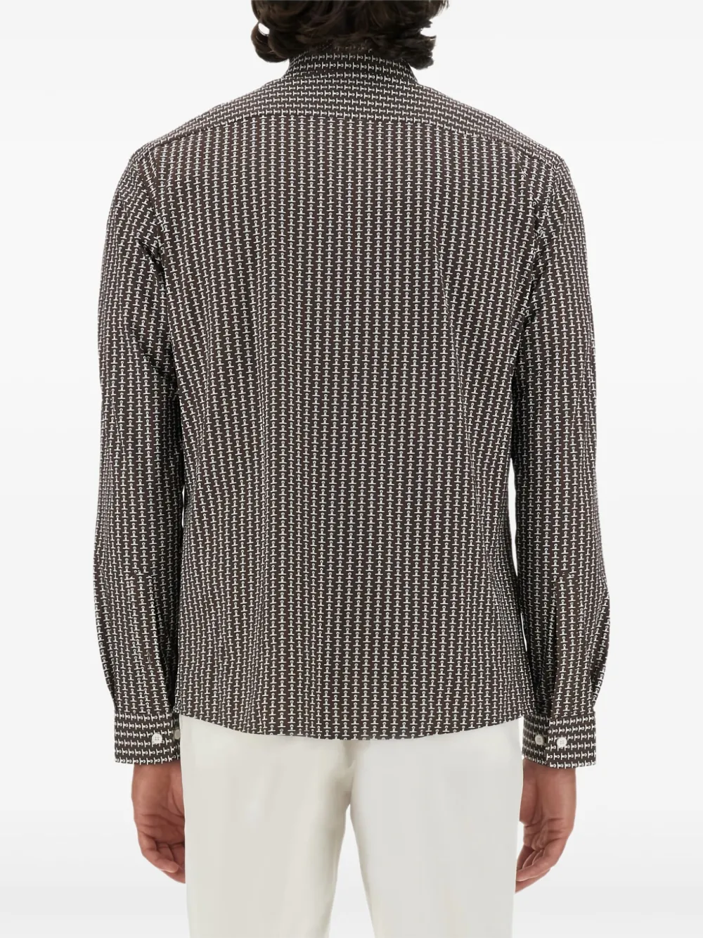 BOSS Overhemd met geometrische print Bruin