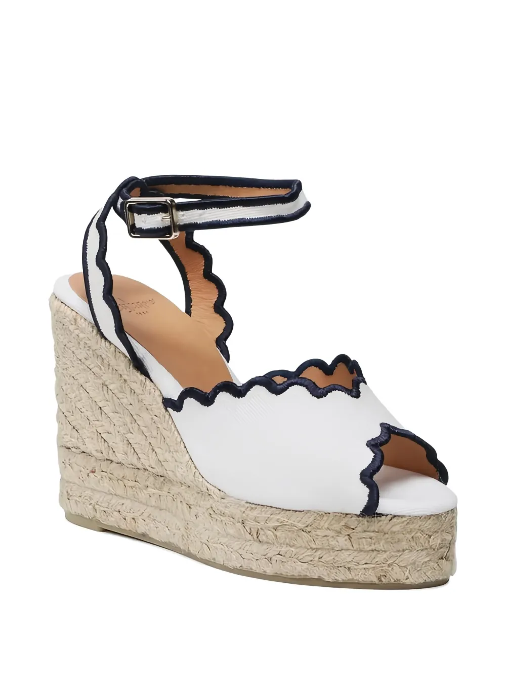 Castañer 110mm scalloped-edge wedge heeled espadrilles White