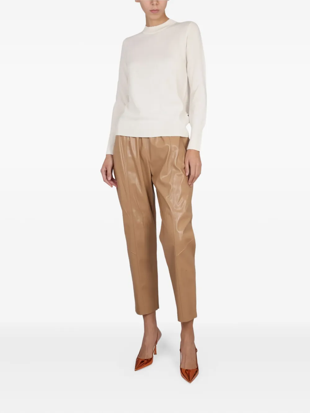 BOSS round-neck cashmere sweater Beige