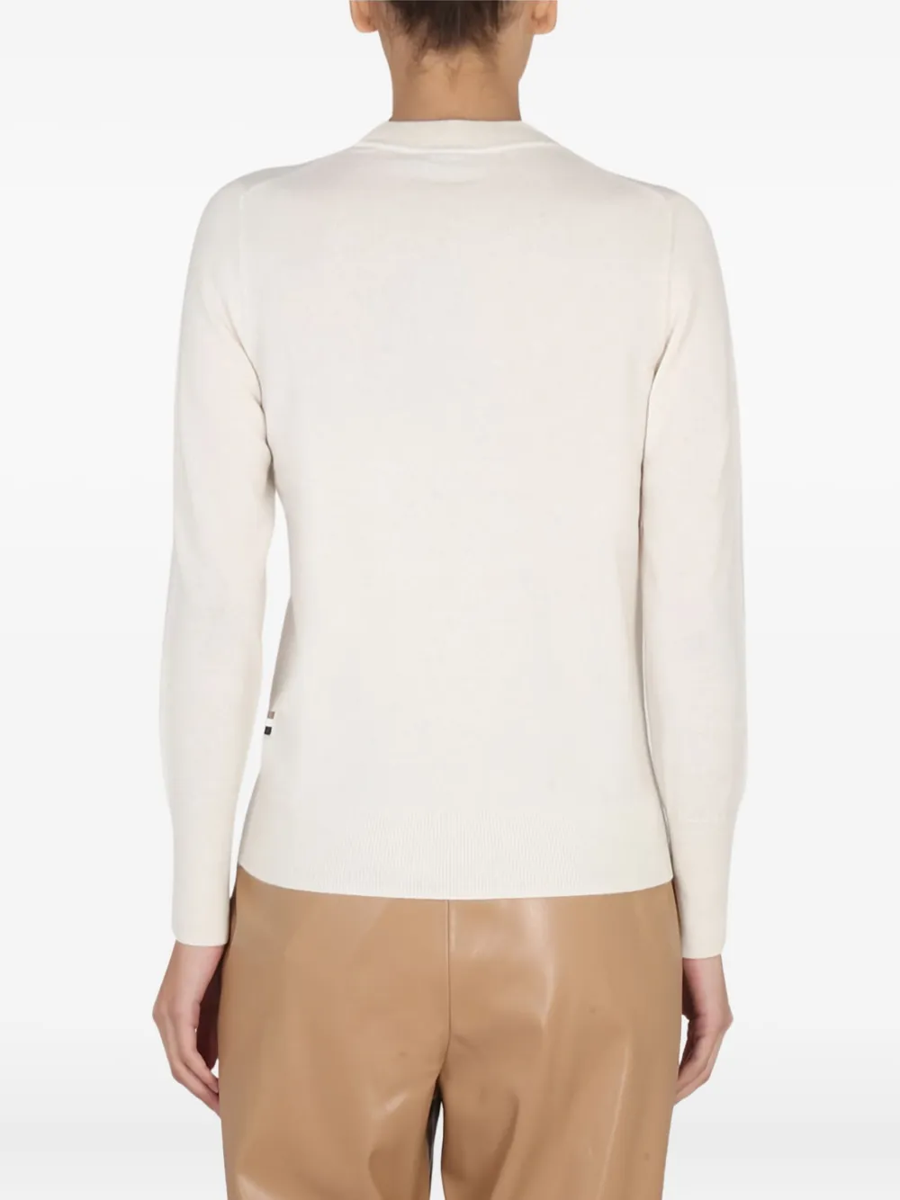 BOSS round-neck cashmere sweater Beige