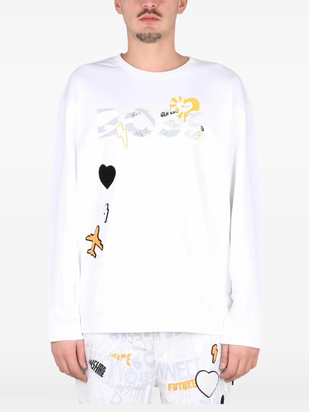 BOSS graphic-print sweatshirt Wit
