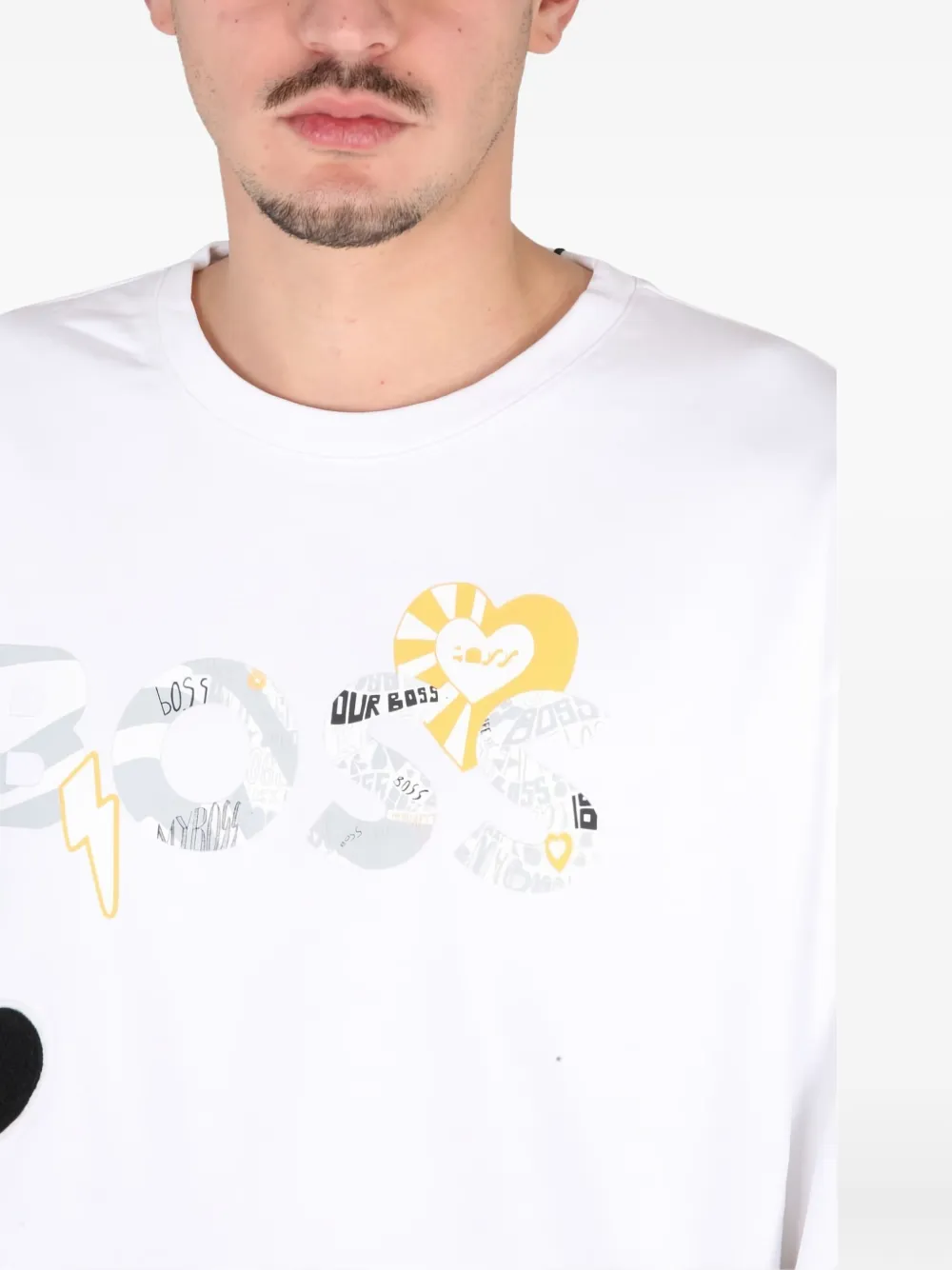BOSS graphic-print sweatshirt Wit
