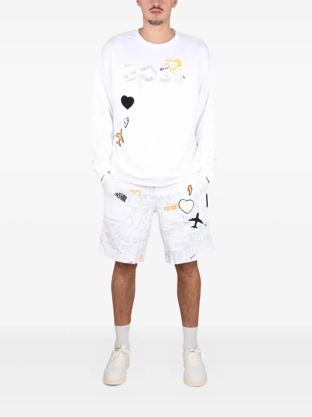 BOSS graphic-print sweatshirt Wit