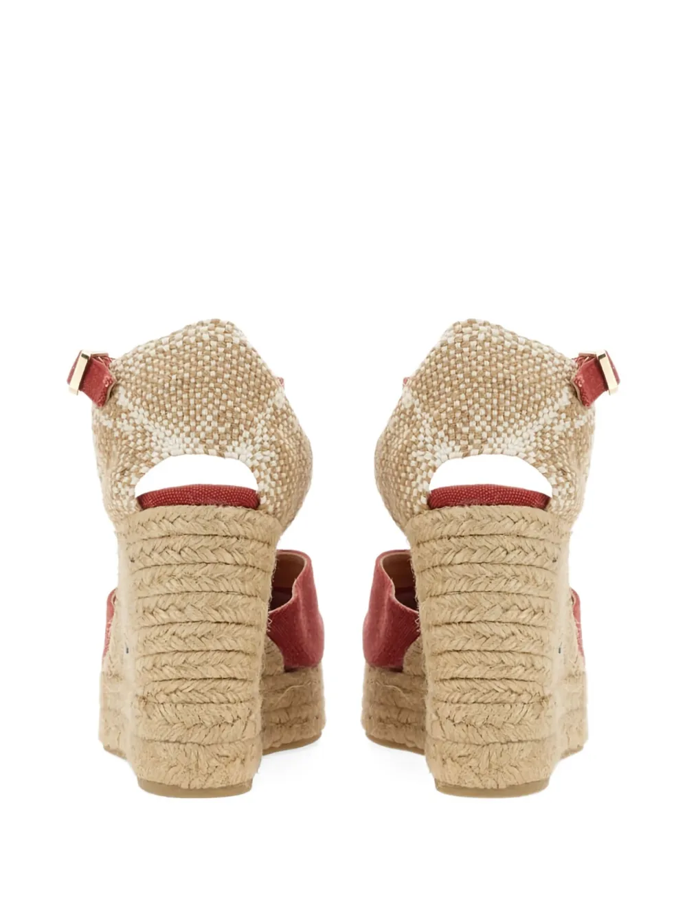 Castañer 70mm ankle-strap wedge-heel espadrilles Red