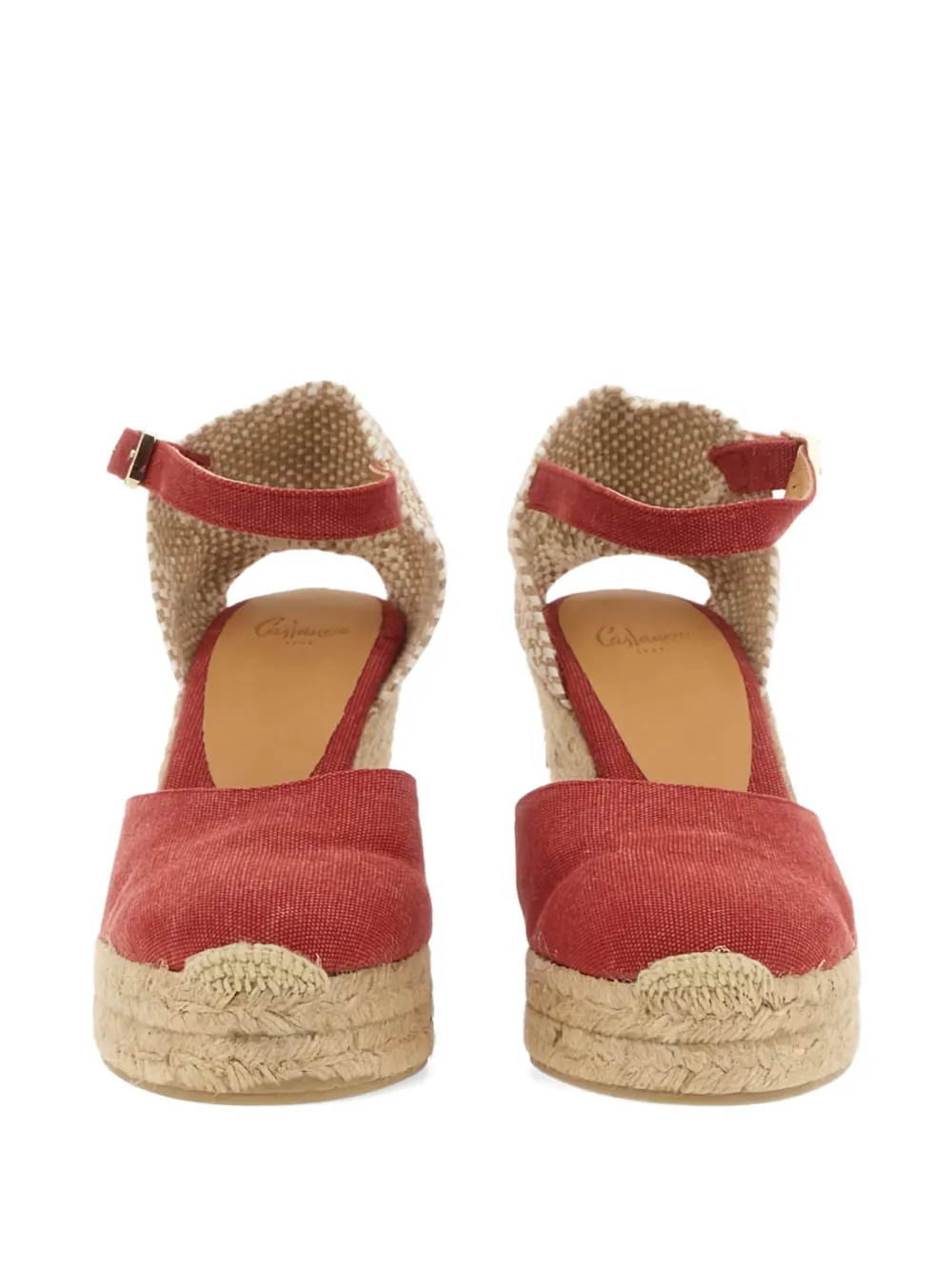Castañer 70mm ankle-strap wedge-heel espadrilles Red