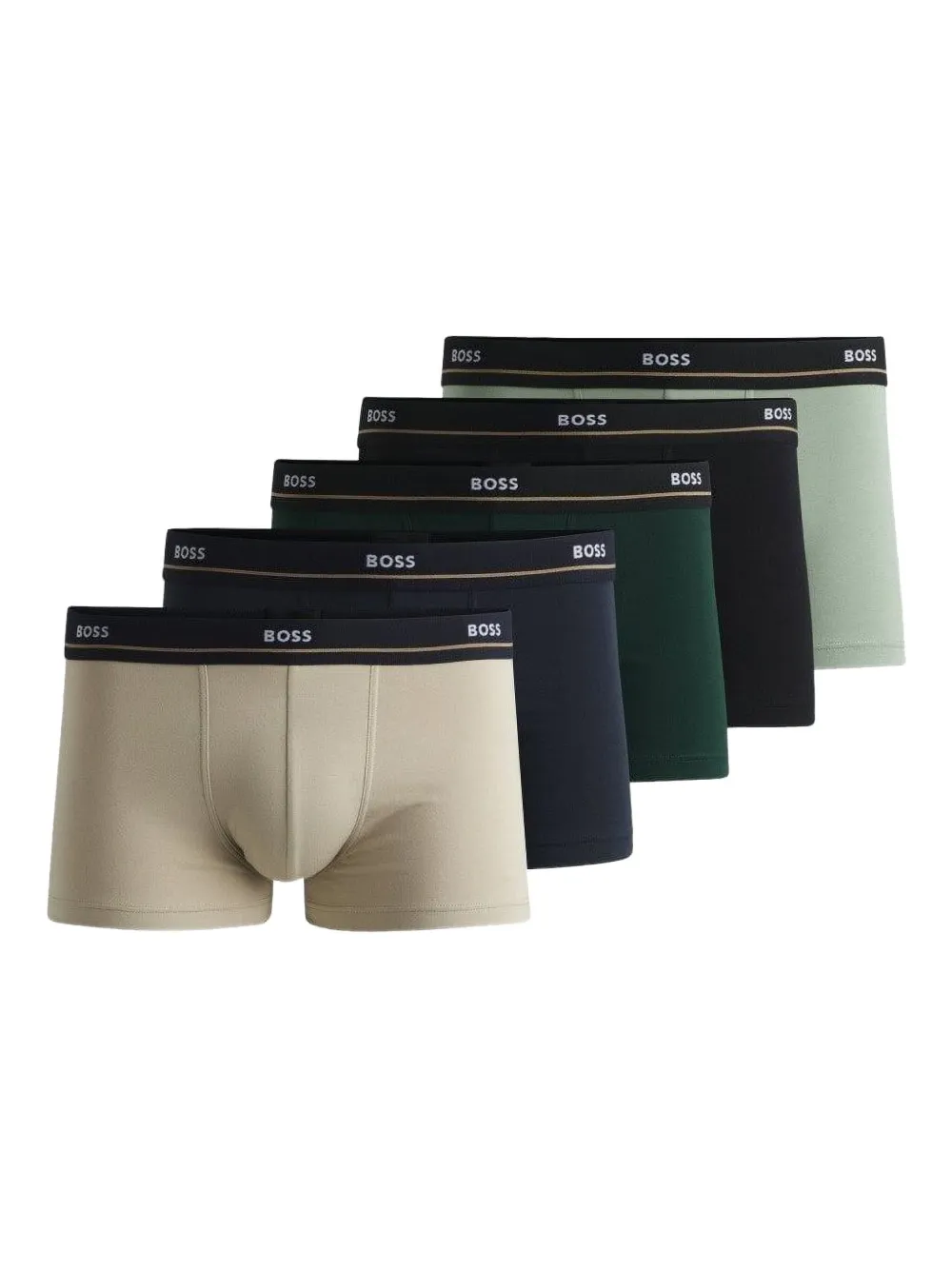 BOSS Vijf boxershorts met logoband Beige