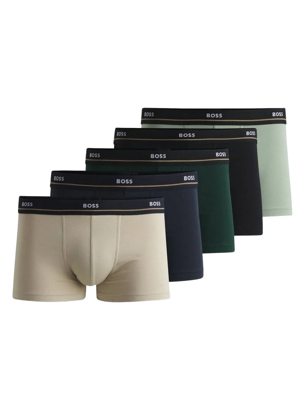 BOSS Vijf boxershorts met logoband Beige