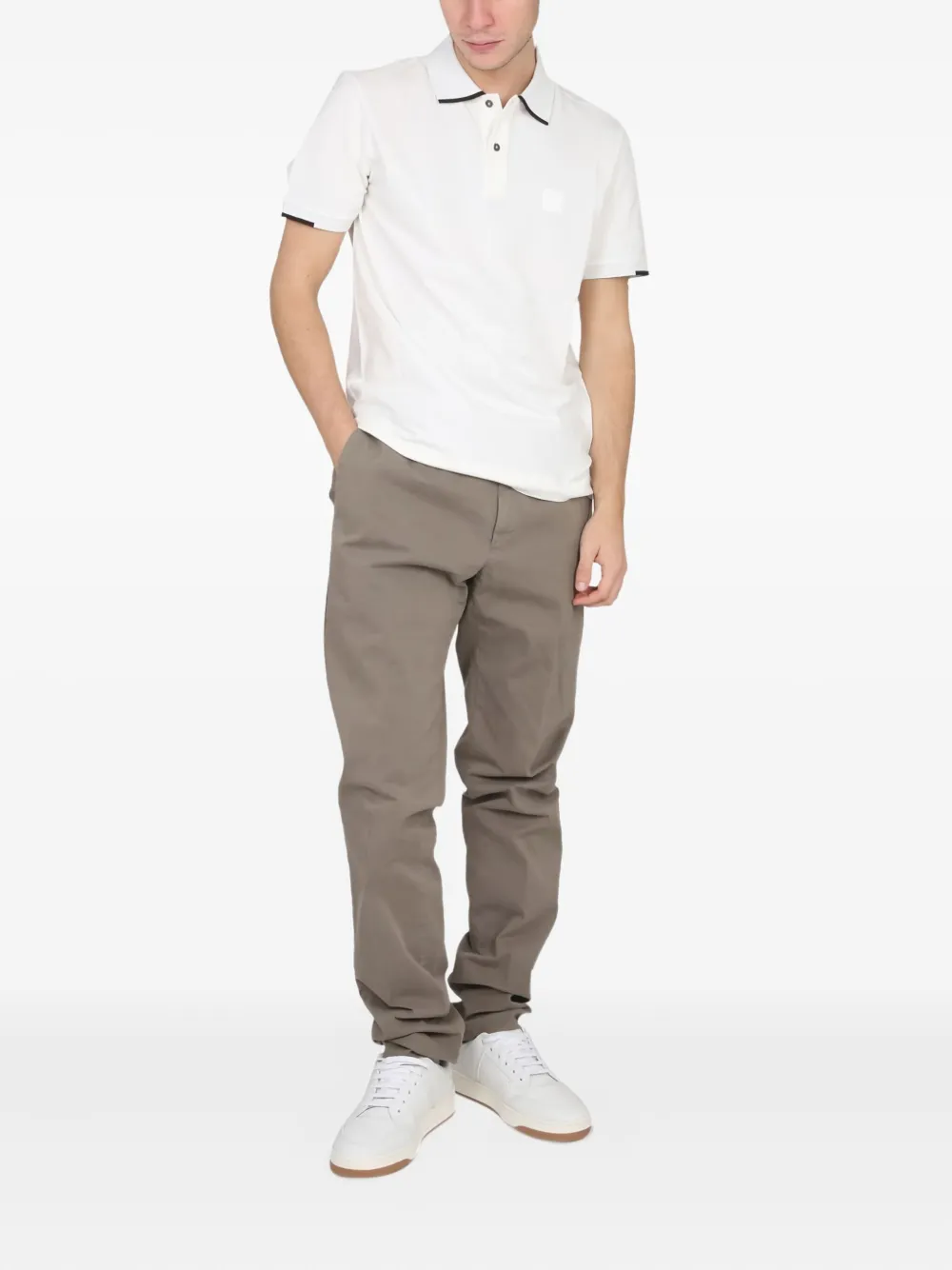 C.P. Company contrast-trim polo shirt Wit