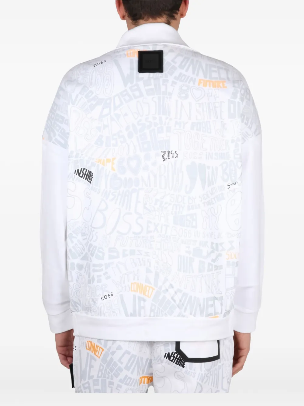 BOSS Sweater met grafische patch en rits Wit