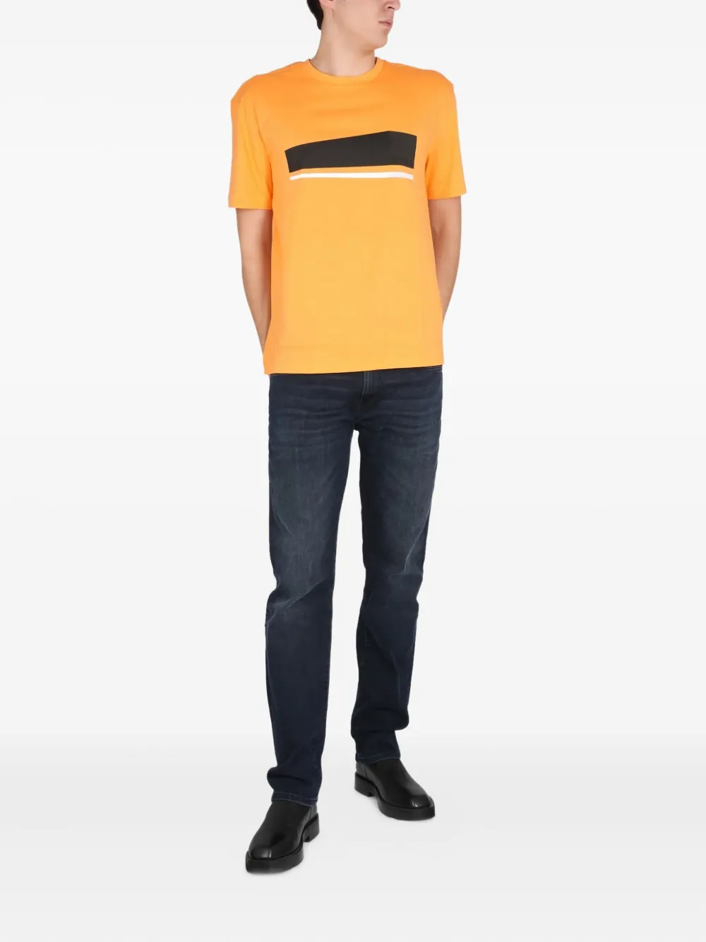 BOSS printed cotton T-shirt - Oranje