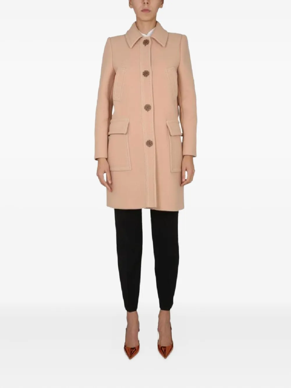 Boutique Moschino Jas met enkele rij knopen Beige