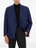 BOSS logo-tab wool blazer - Blue