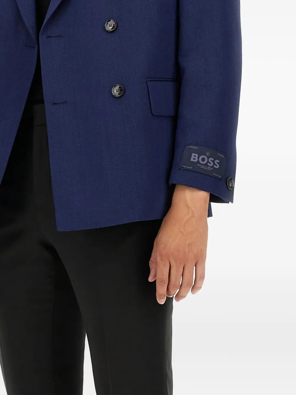 BOSS Wollen blazer met logolabel Blauw