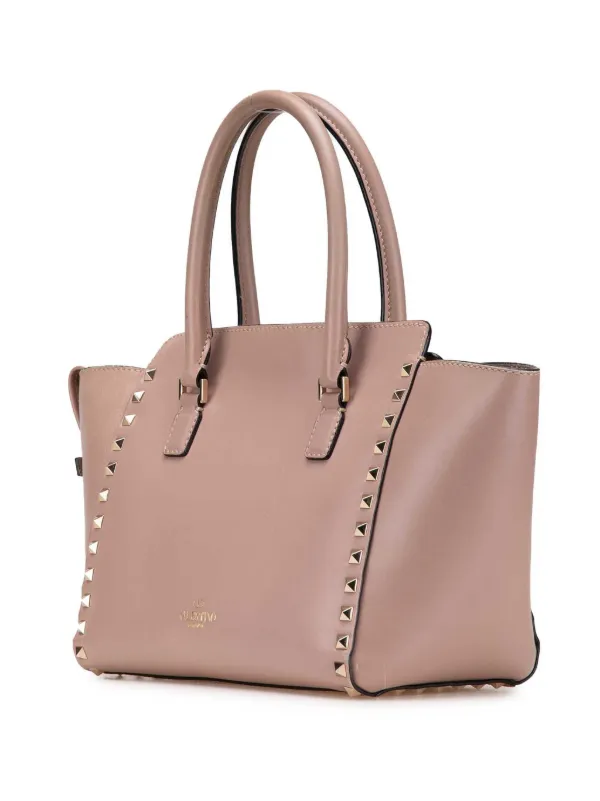 ハンドバッグ Valentino Garavani Rockstud Double Handbag In Grainy Leather Valentino Garavani Pre-Owned 2000-2017 Small Leather