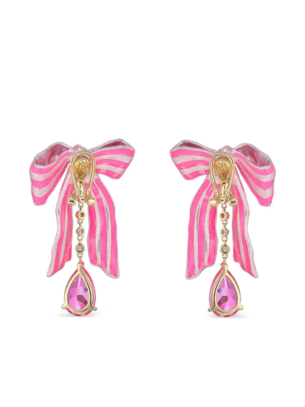 14k Rose Gold And 18k Gold Vermeil Bardot Bow Sapphire And Diamond Earrings