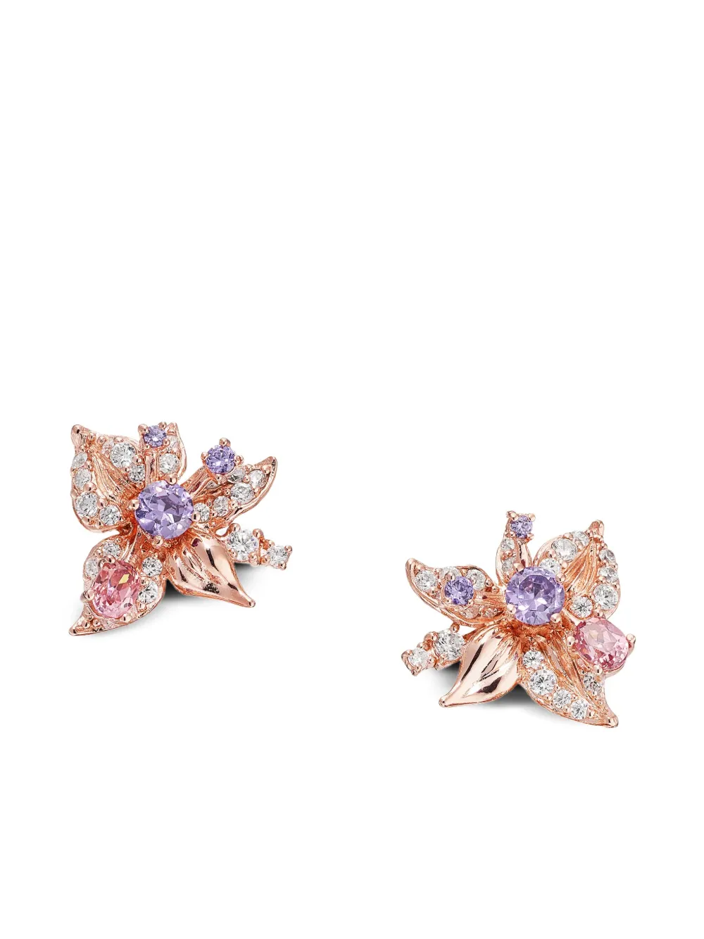 Anabela Chan 14k Rose Gold And 18k Gold Vermeil Coralbell Amethyst And Diamond Earrings In Purple