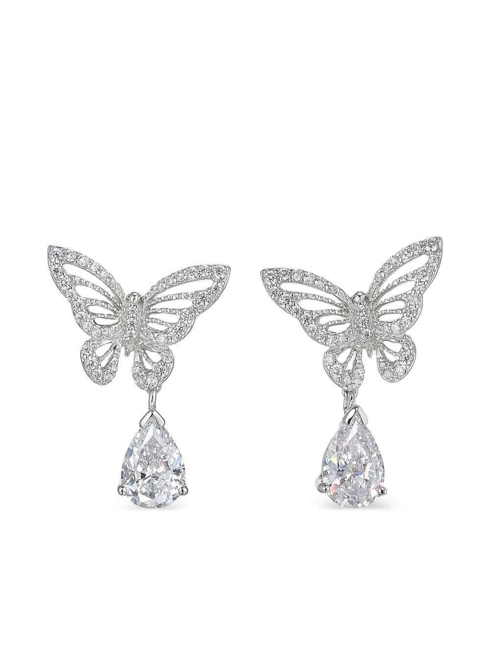 Anabela Chan 14k White Gold And Rhodium Vermeil Butterfly Diamond Earrings In Silver