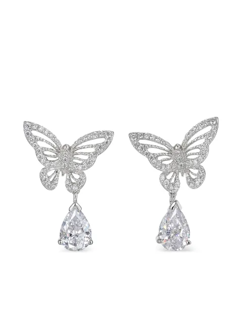 Anabela Chan 14K white gold and rhodium vermeil Butterfly diamond earrings