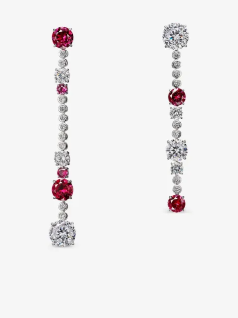 Anabela Chan 14kt Garden & Time Morse Code Weißgoldohrringe mit Rubin und Diamanten