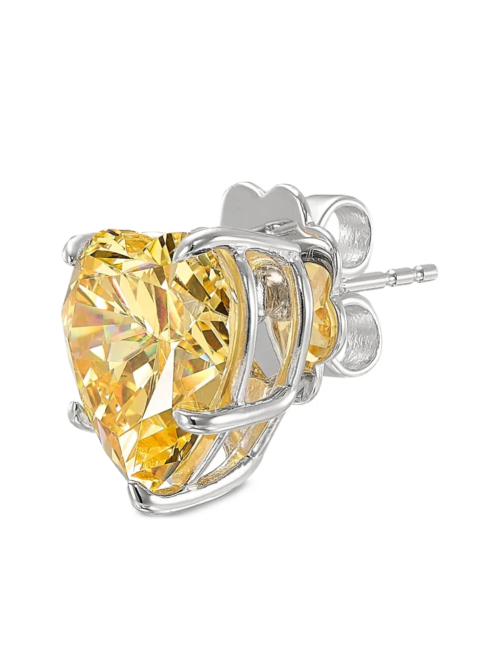 Anabela Chan 18k White Gold Canary Heart Diamond Stud Earrings In Gold