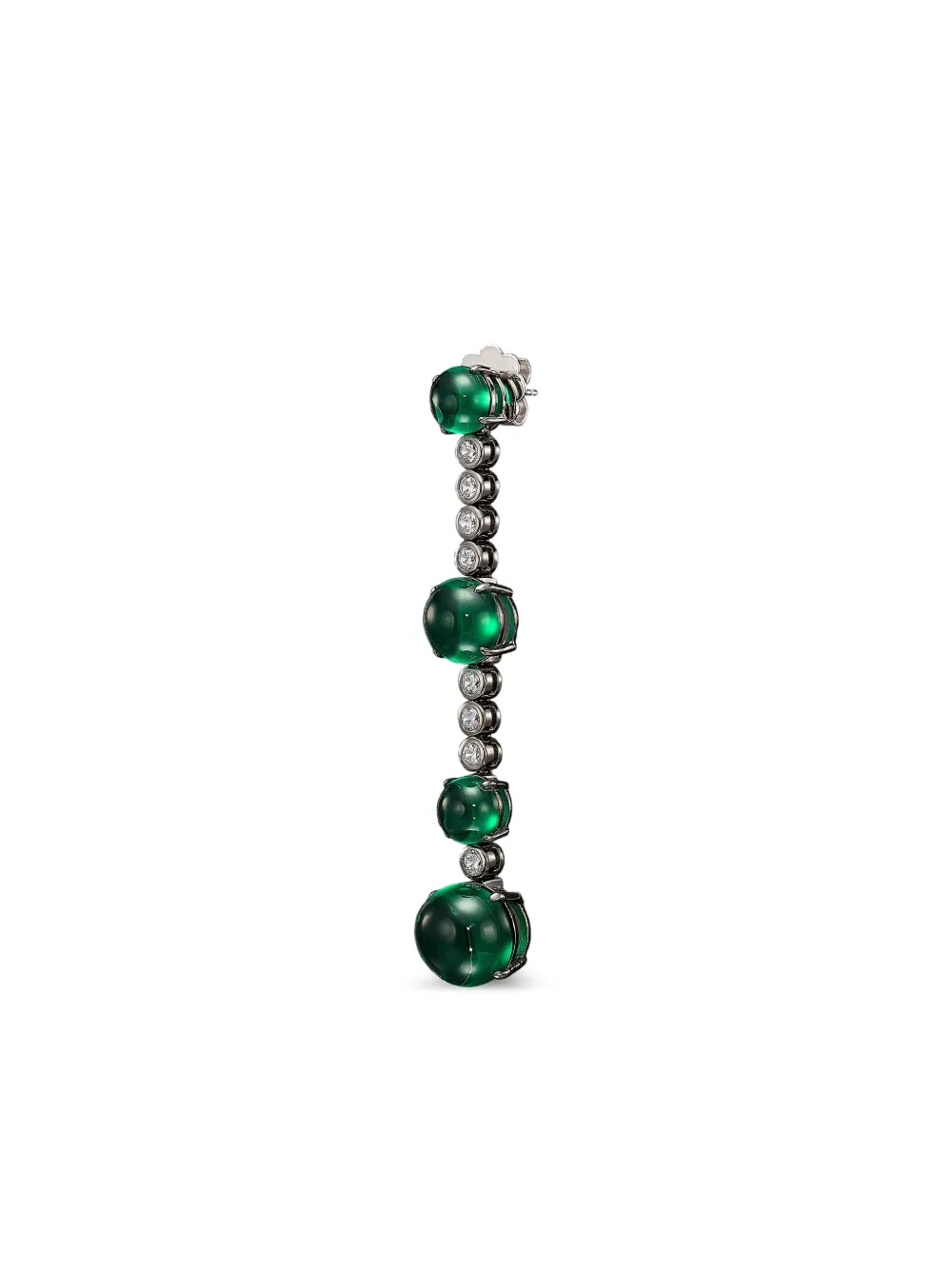 Anabela Chan 18k White Gold Dusk & Dawn Morse Code Emerald And Diamond Earrings In Green