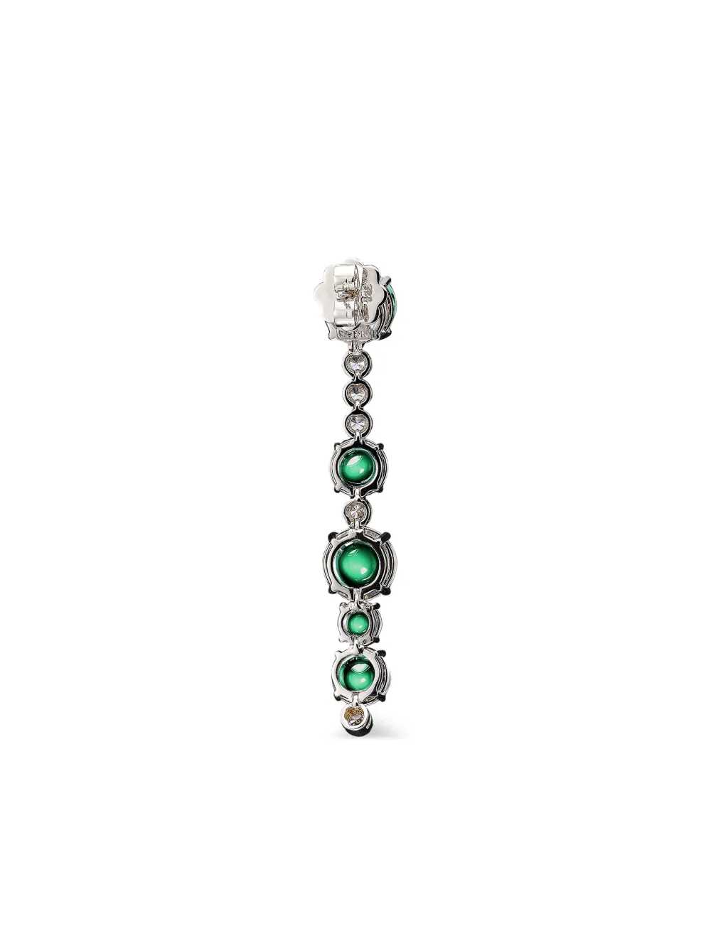 Anabela Chan 18k White Gold Dusk & Dawn Morse Code Emerald And Diamond Earrings In Green