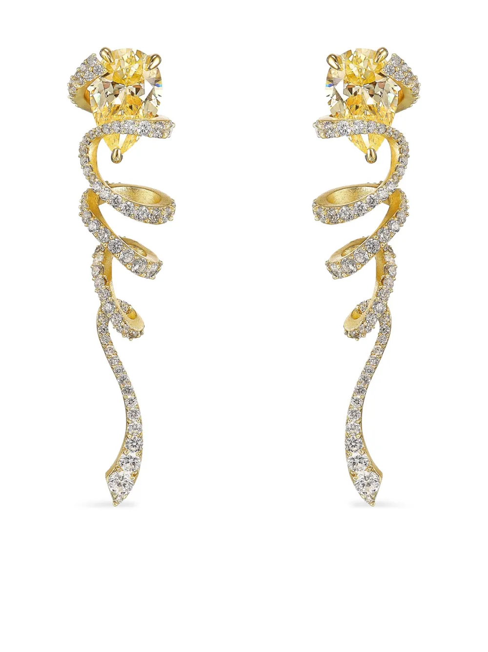 18kt gold vermeil Ribbon Twirl diamond earrings