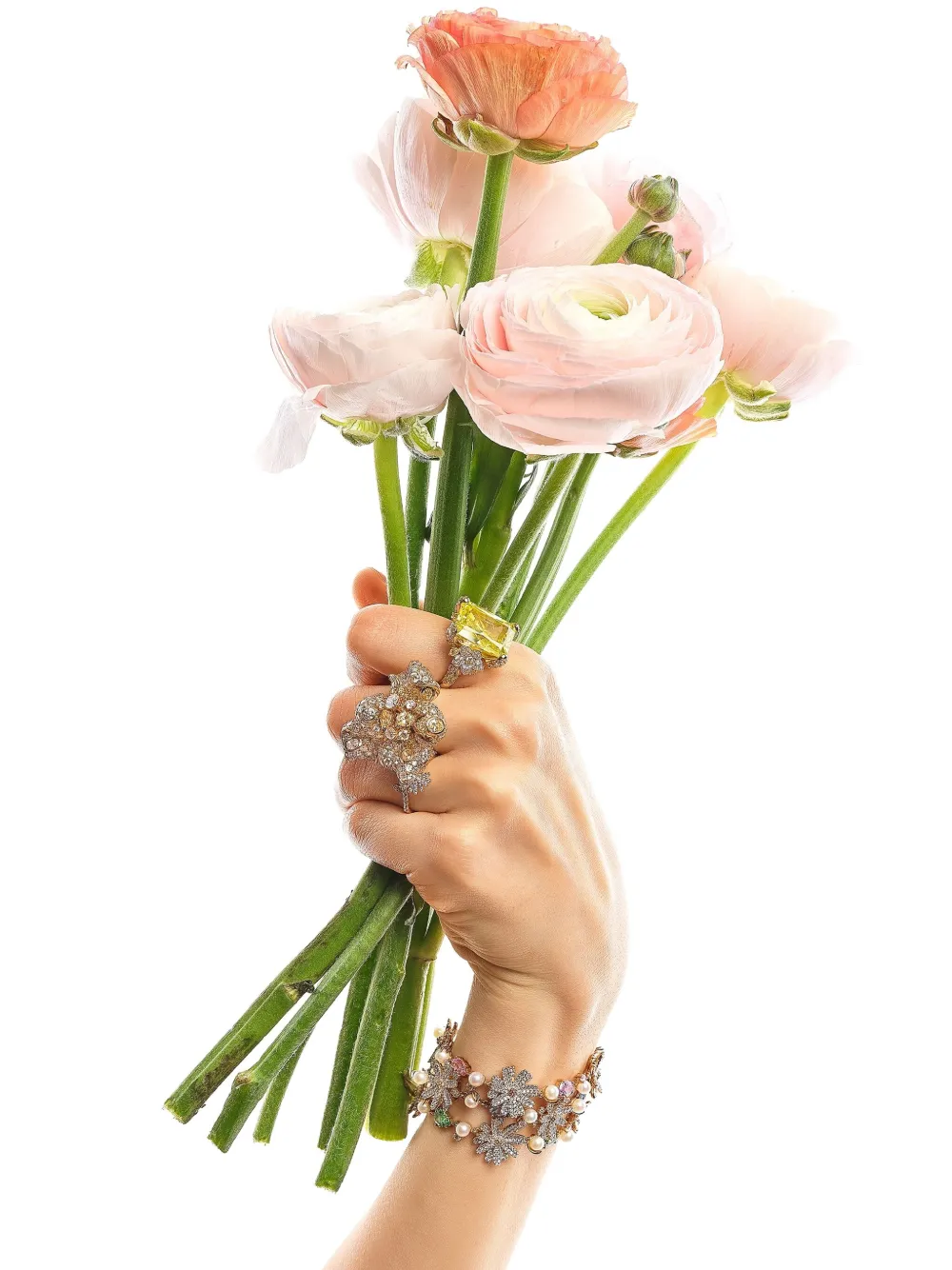 Anabela Chan Bracciale Daisy in oro giallo 18 carati con diamanti e perle d'acqua dolce | Image 2