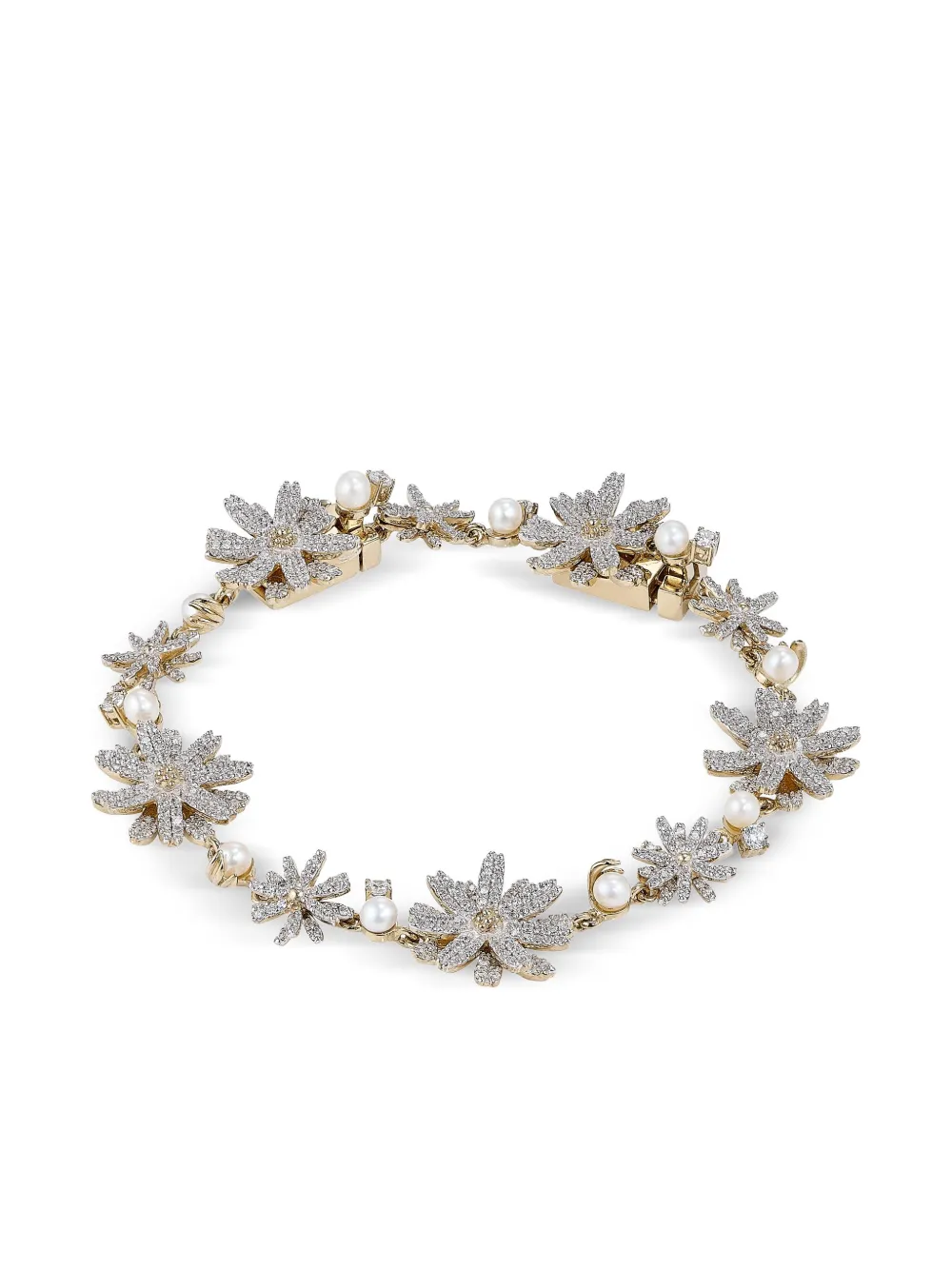 Anabela Chan Bracciale Daisy in oro giallo 18 carati con diamanti e perle d'acqua dolce | argento | Image 1