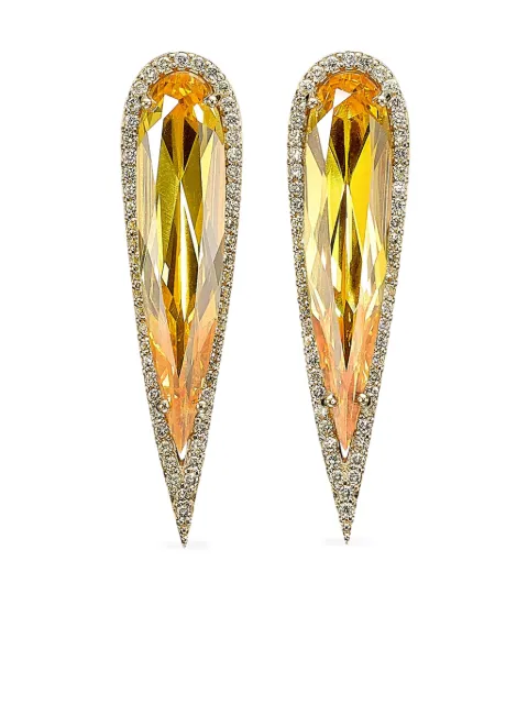 Anabela Chan 14K white gold and rhodium vermeil Glimmer citrine and diamond earrings