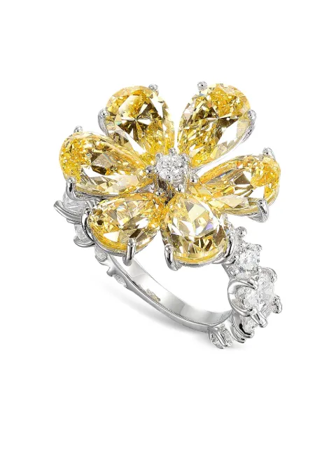 Anabela Chan anillo Marguerite Daisy en oro blanco de 18kt y rodio vermeil con diamantes de laboratorio