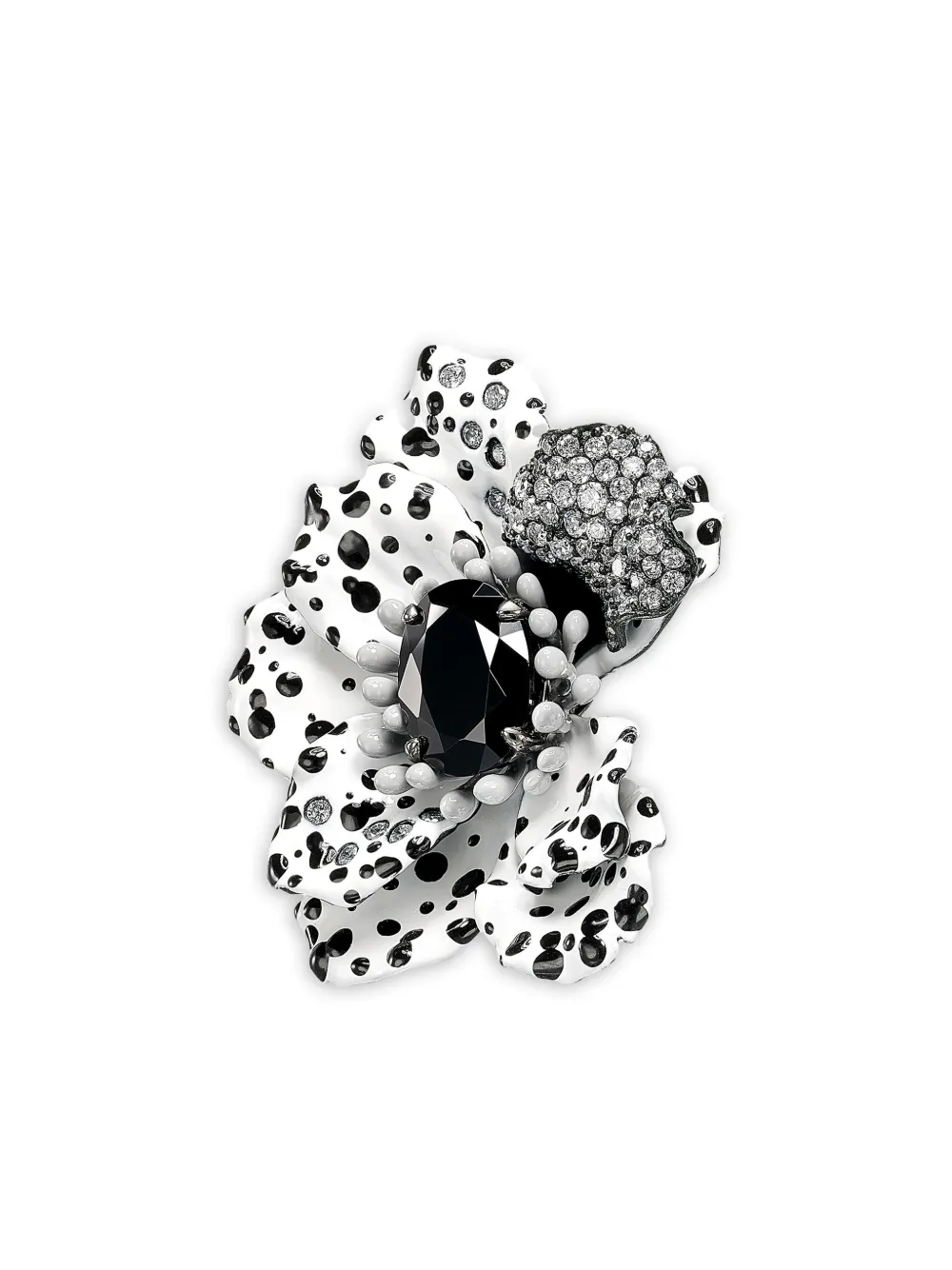 Anabela Chan 14k White Gold And Rhodium Vermeil Monochromatic Poppy Diamond Earrings In White