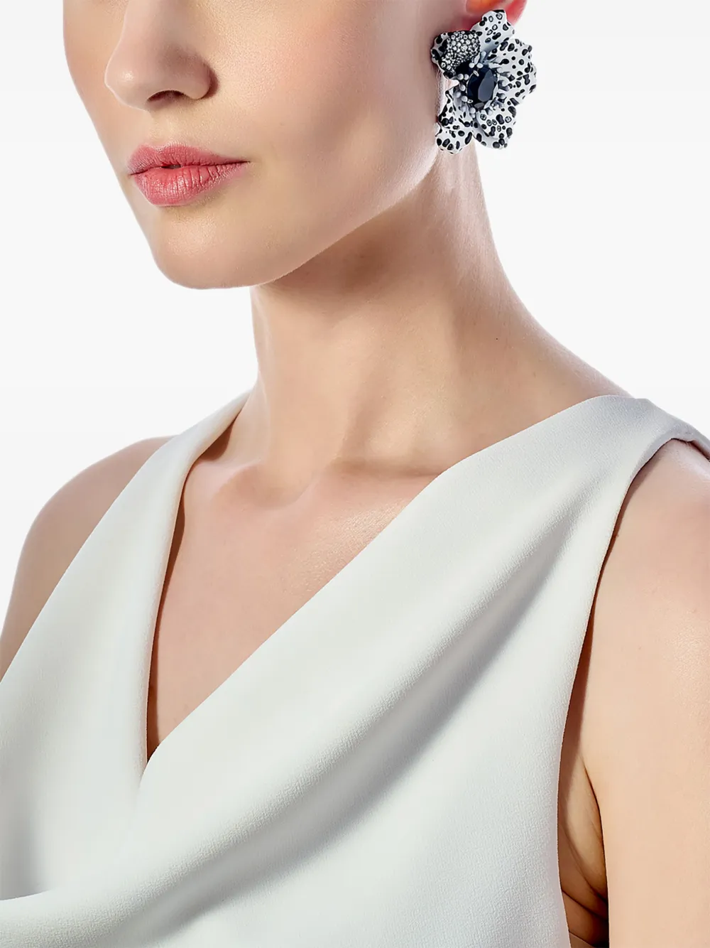 Anabela Chan 14k White Gold And Rhodium Vermeil Monochromatic Poppy Diamond Earrings In White