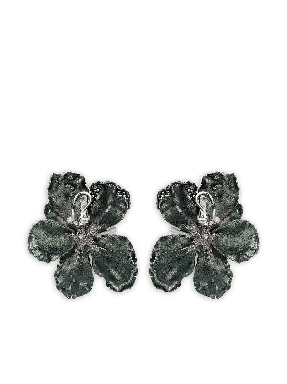 Anabela Chan 14k White Gold And Rhodium Vermeil Monochromatic Poppy Diamond Earrings In White